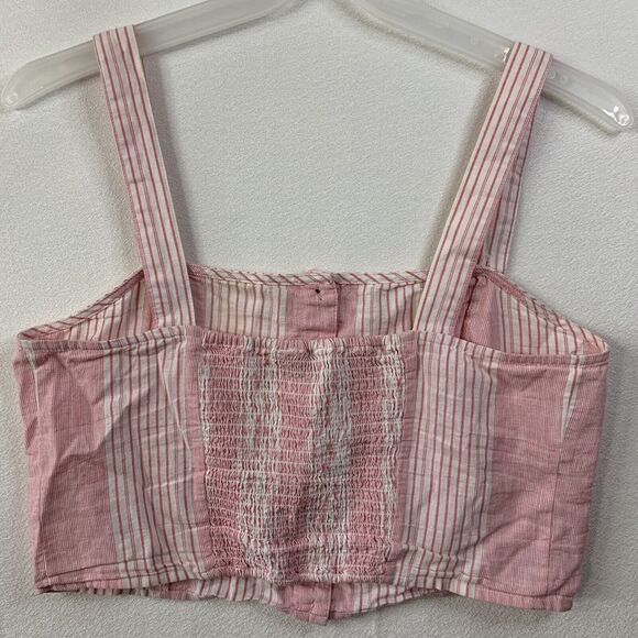 Tommy Jeans Crop Top Women 14 Pink White Sleeveless Hilfiger Logo Preppy Summer - Picture 2 of 15